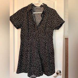 Polka dot button down romper